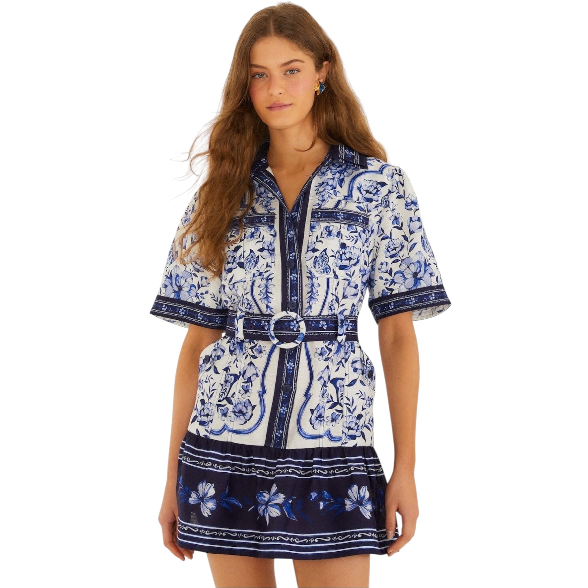 Farm Rio Off White Porcelain Garden Mini Dress