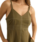The Handloom Eva Khaki Midi Dress