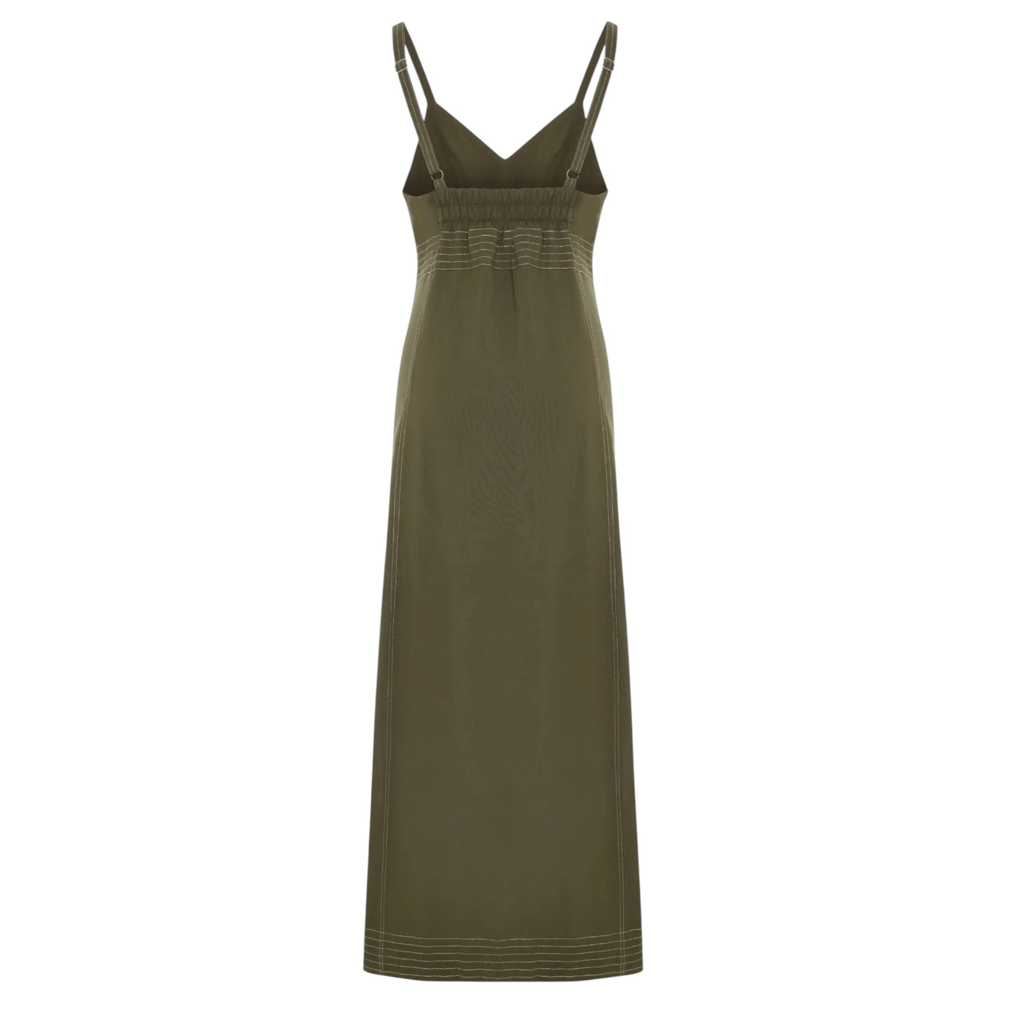 The Handloom Eva Khaki Midi Dress
