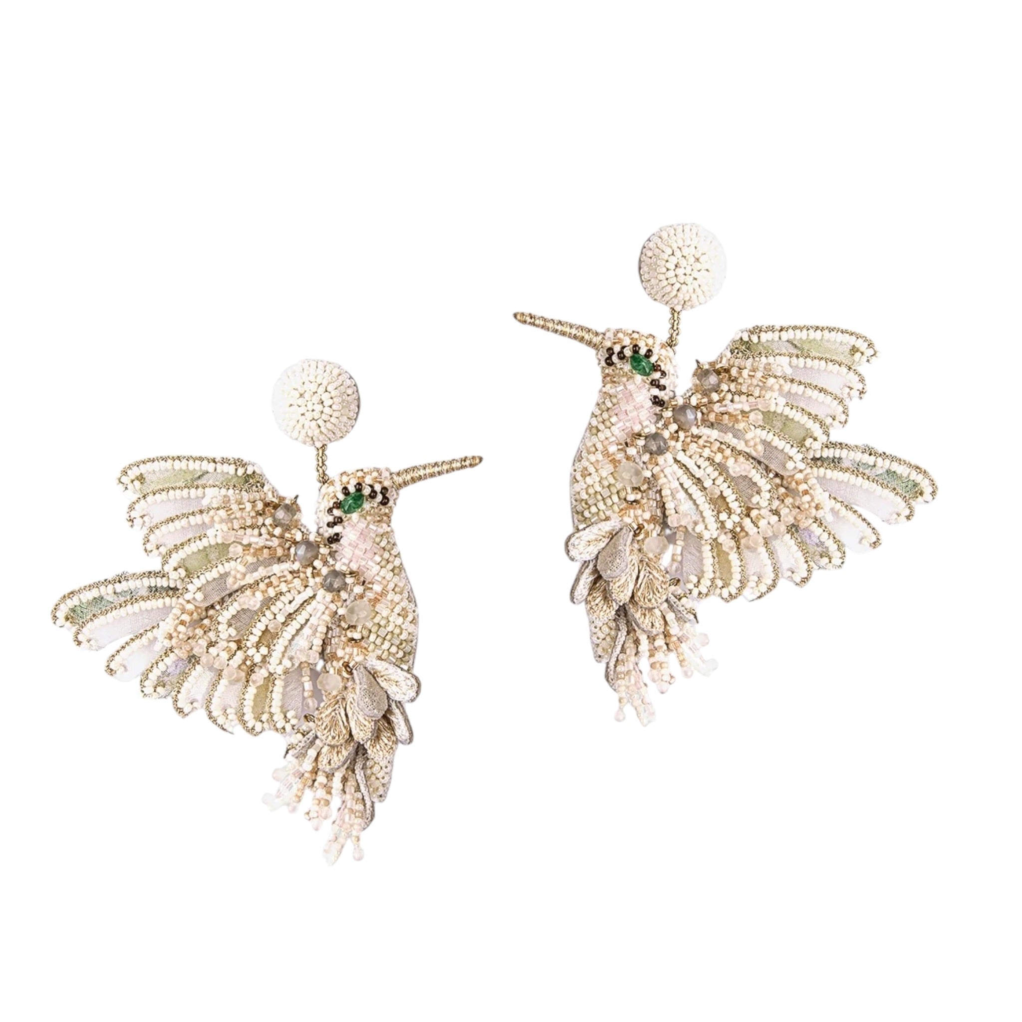Deepa Gurnani White Hummingbird Earrings