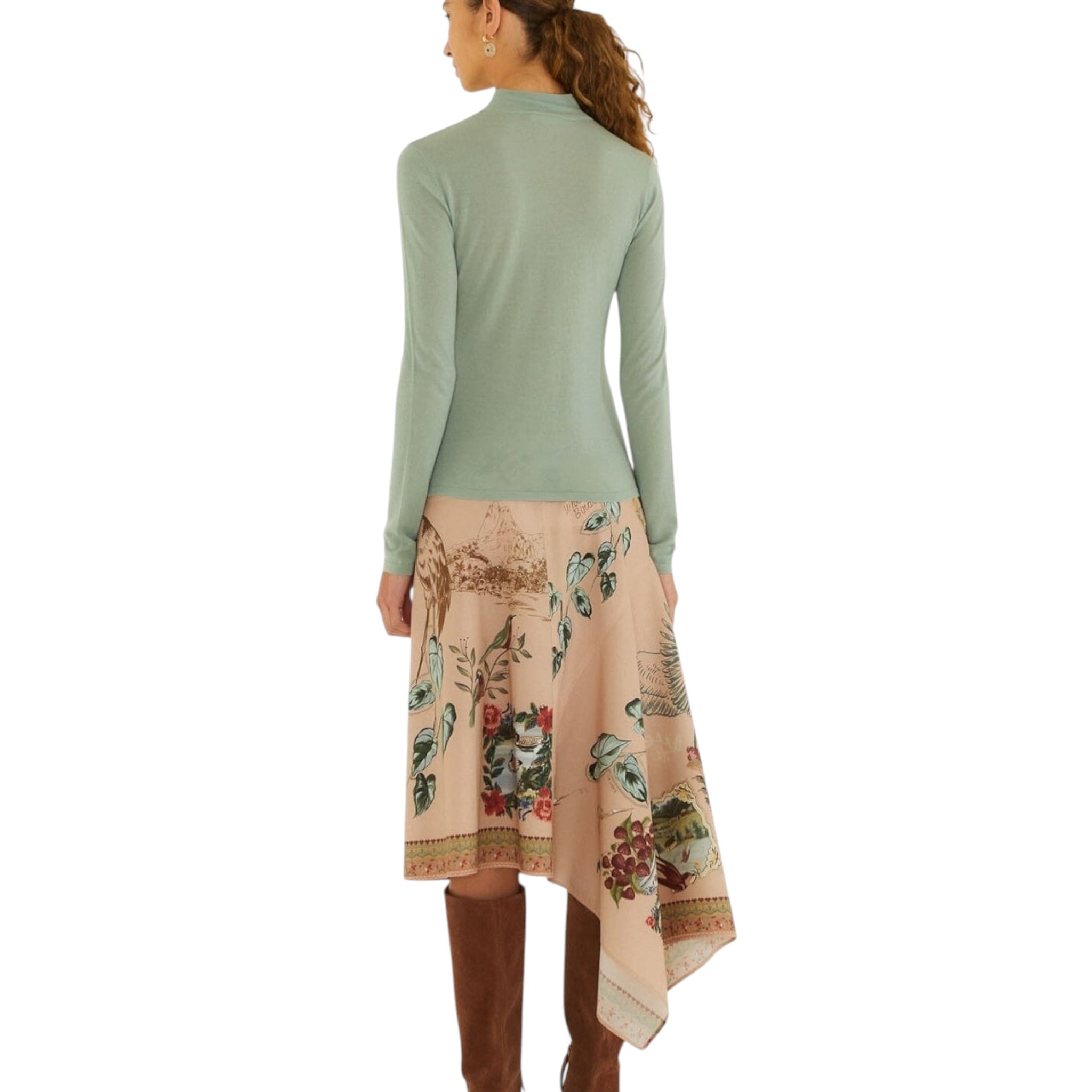 Farm Rio Bird Poetry Wrap Midi Skirt