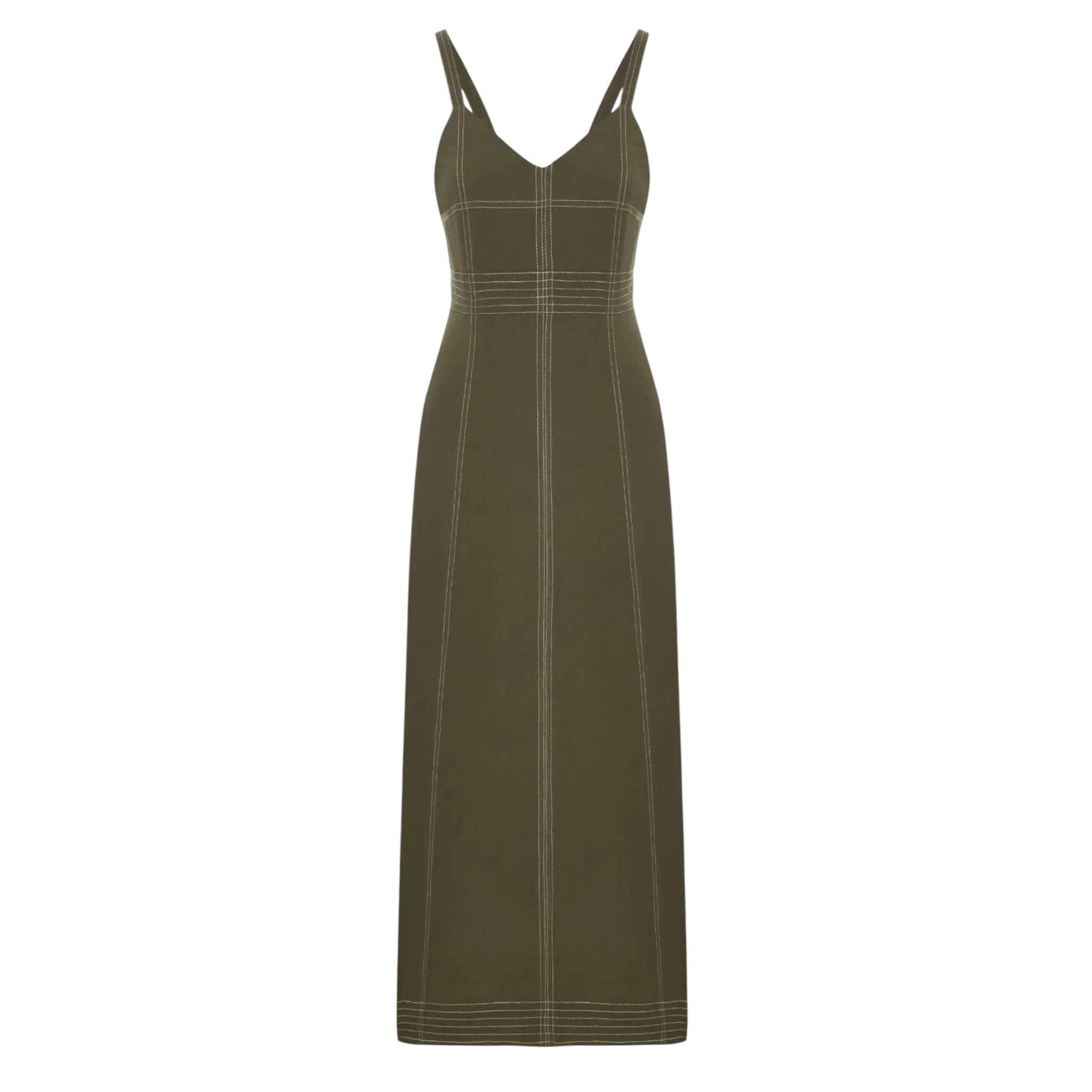 The Handloom Eva Khaki Midi Dress