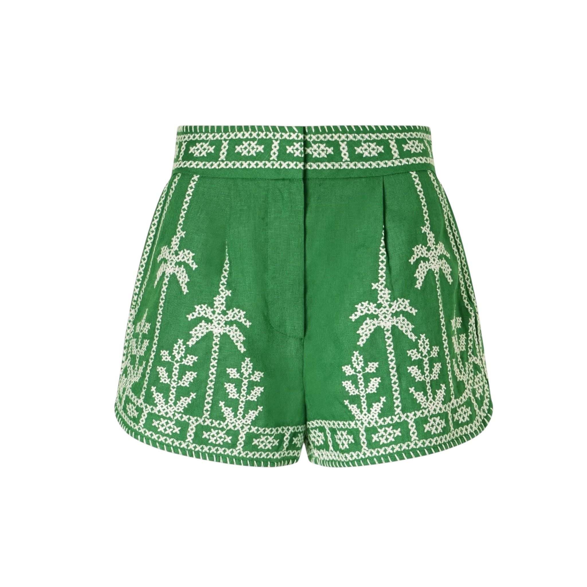Farm Rio Bicolor Cross Stitch Embroidery Shorts
