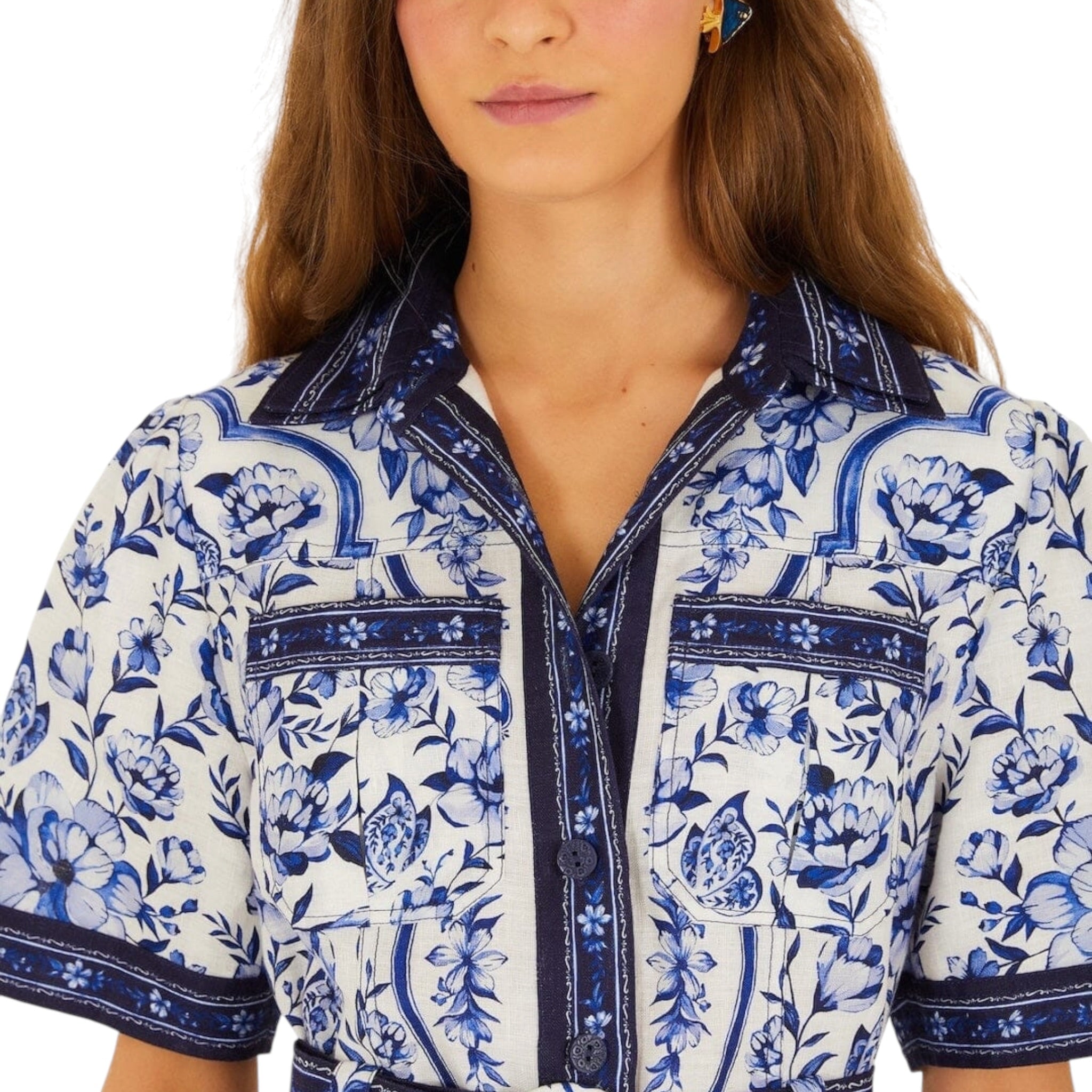 Farm Rio Off White Porcelain Garden Mini Dress