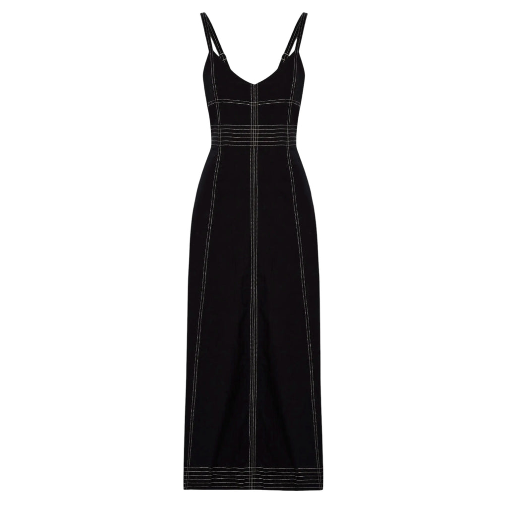 The Handloom Eva Black Midi Dress