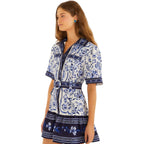 Farm Rio Off White Porcelain Garden Mini Dress