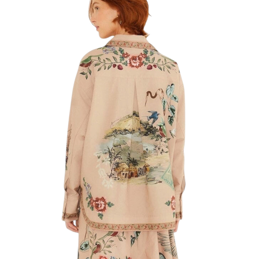 Farm Rio Bird Poetry Collared Shirt