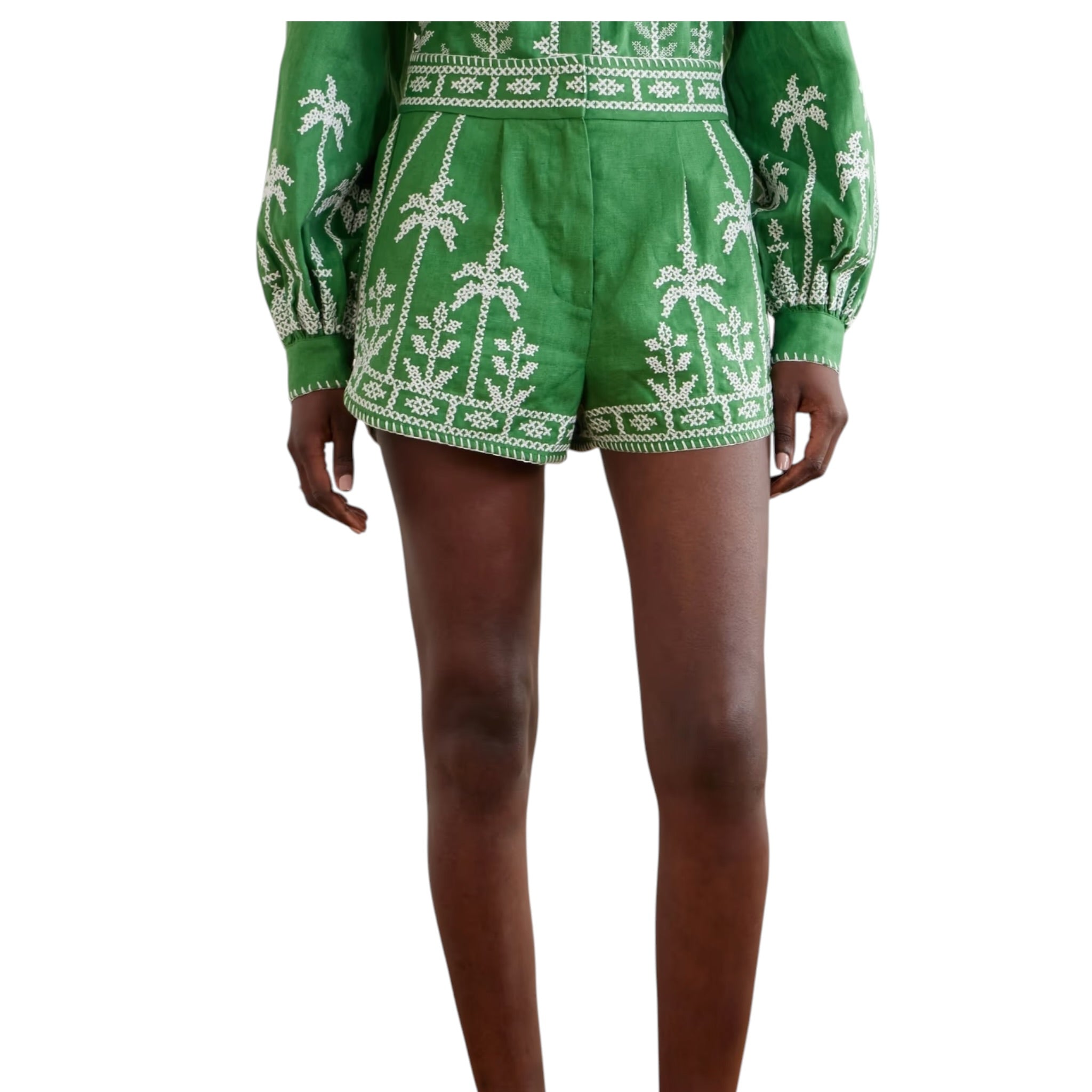 Farm Rio Bicolor Cross Stitch Embroidery Shorts