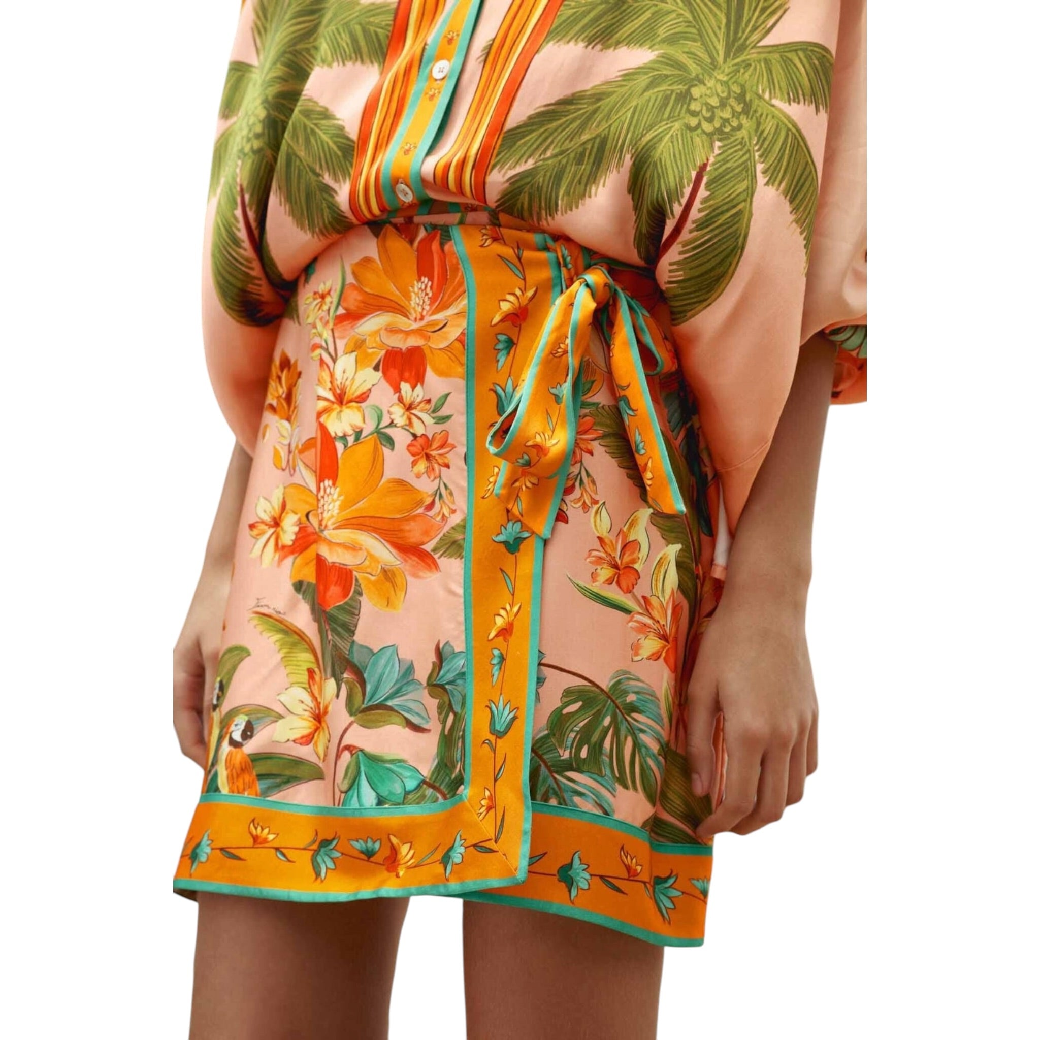 Farm Rio Multicolor Birds Mini Skirt