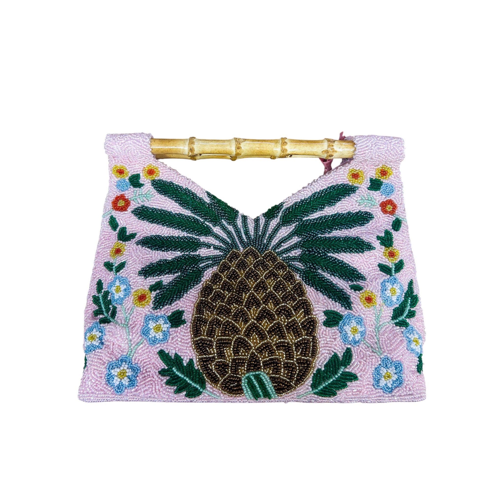 Pink Pineapple Beaded Handbag