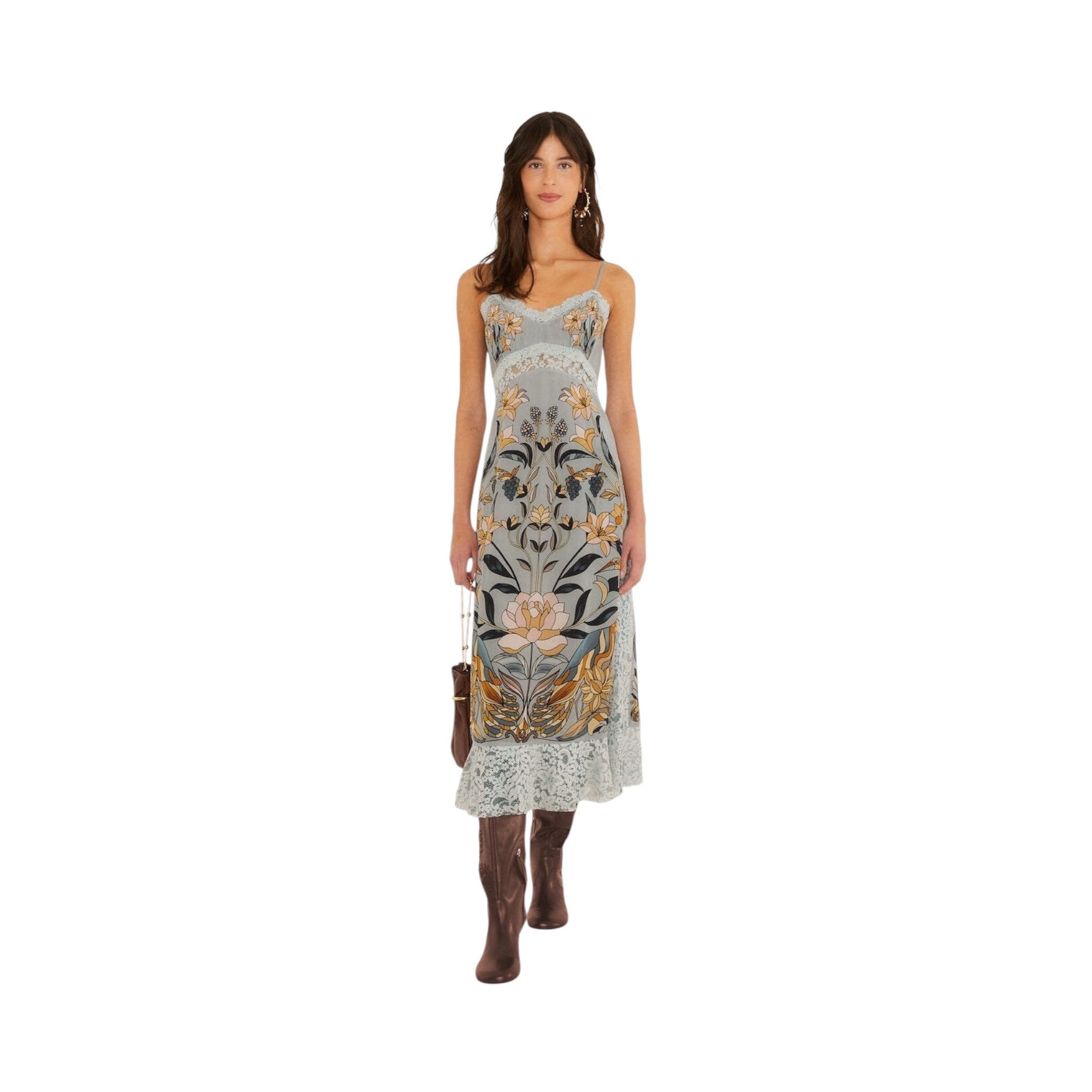 Farm Rio Stained Glass Beauty Lace Midi Dress