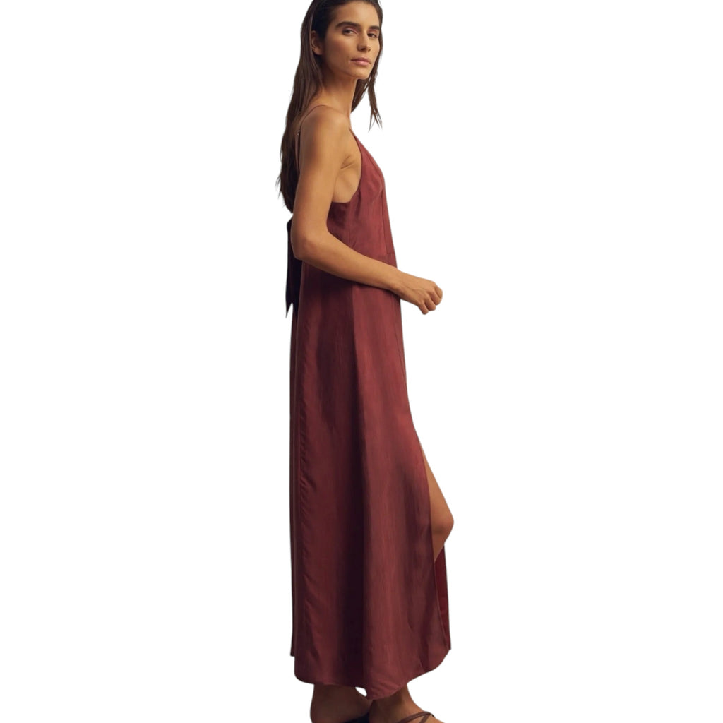 The Handloom Burgandy Lucid Midnight Flow Dress