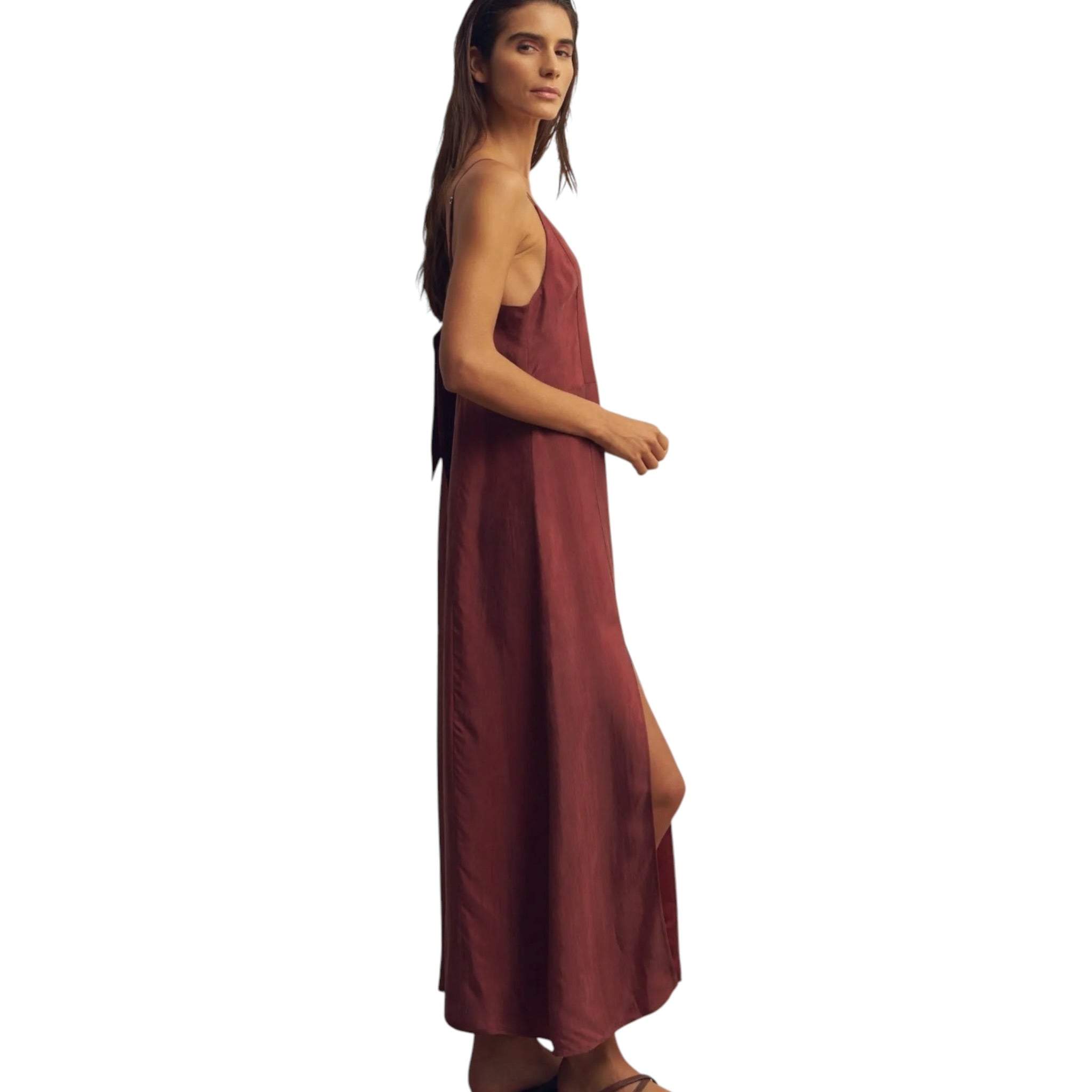 The Handloom Burgandy Lucid Midnight Flow Dress