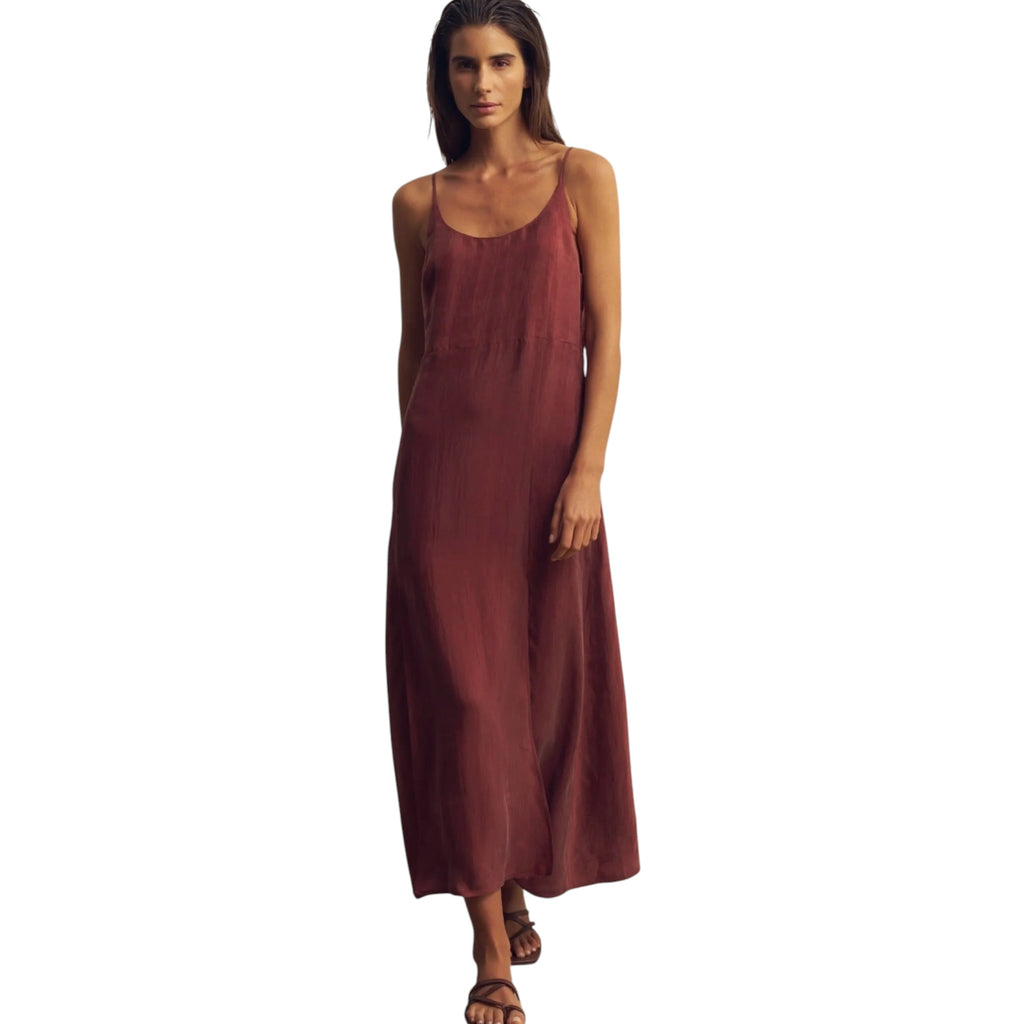 The Handloom Burgandy Lucid Midnight Flow Dress