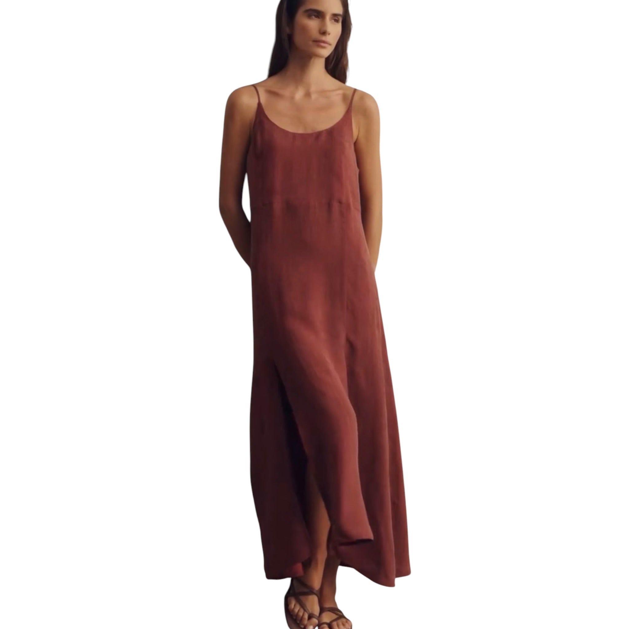 The Handloom Burgandy Lucid Midnight Flow Dress