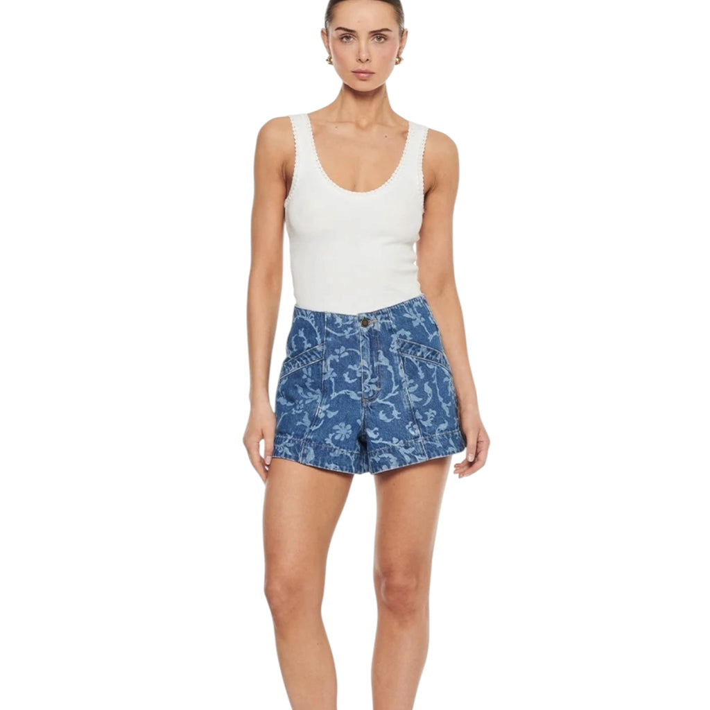 Kivari Laguna Printed Denim Shorts