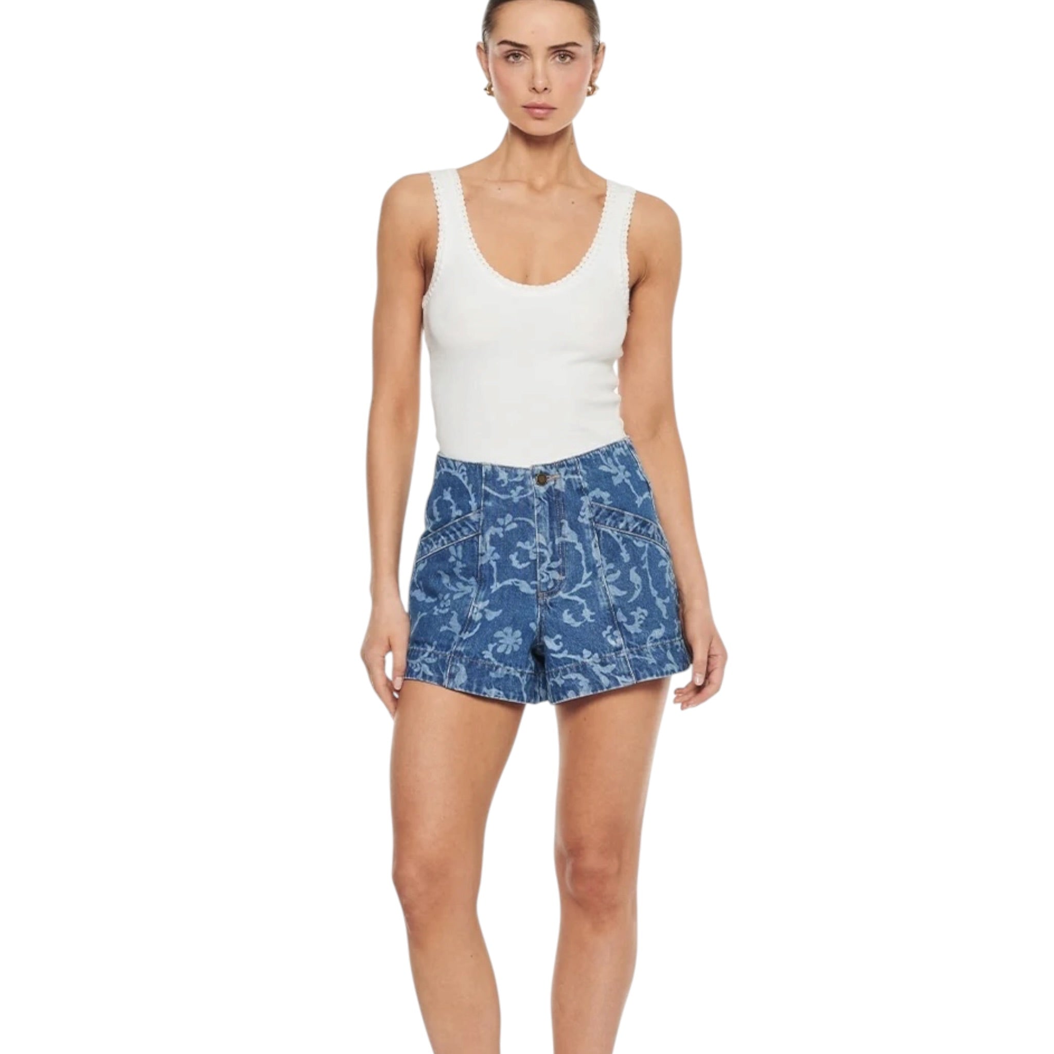 Kivari Laguna Printed Denim Shorts