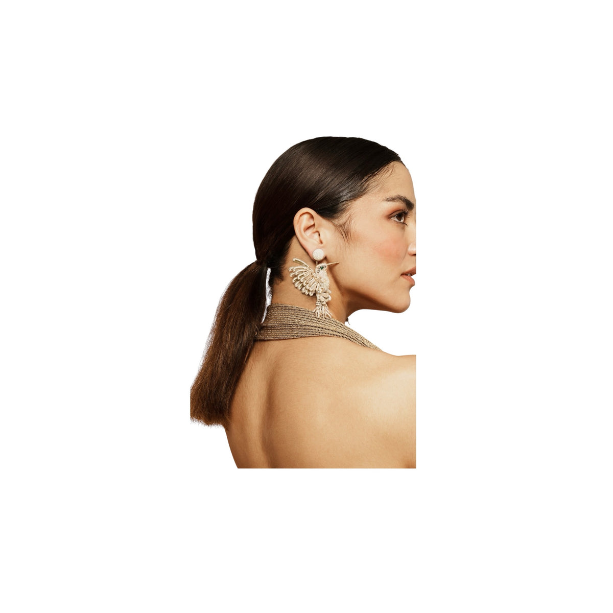 Deepa Gurnani White Hummingbird Earrings