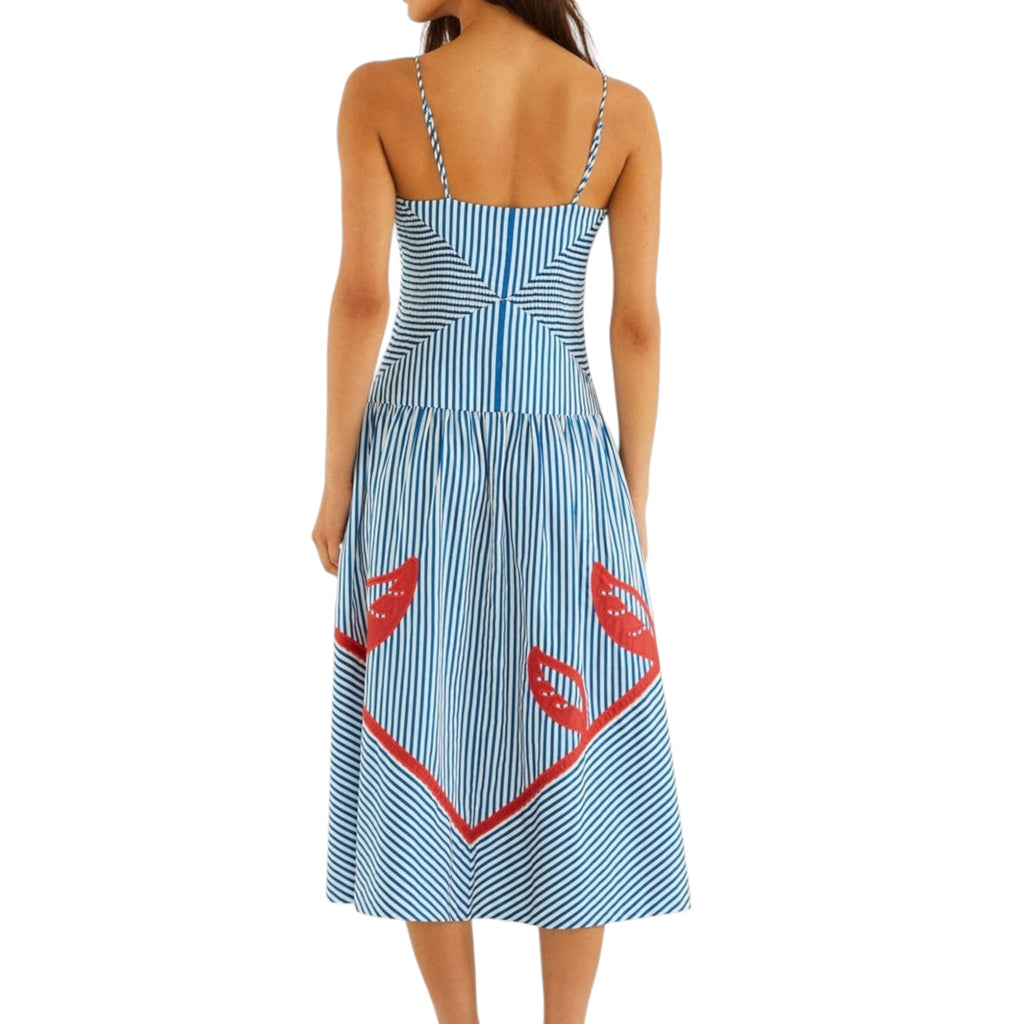 Farm Rio Blue Stripes Midi Dress