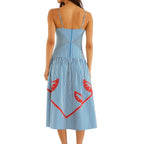 Farm Rio Blue Stripes Midi Dress