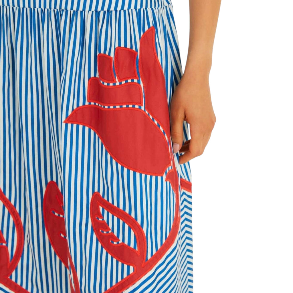 Farm Rio Blue Stripes Midi Dress