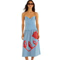 Farm Rio Blue Stripes Midi Dress