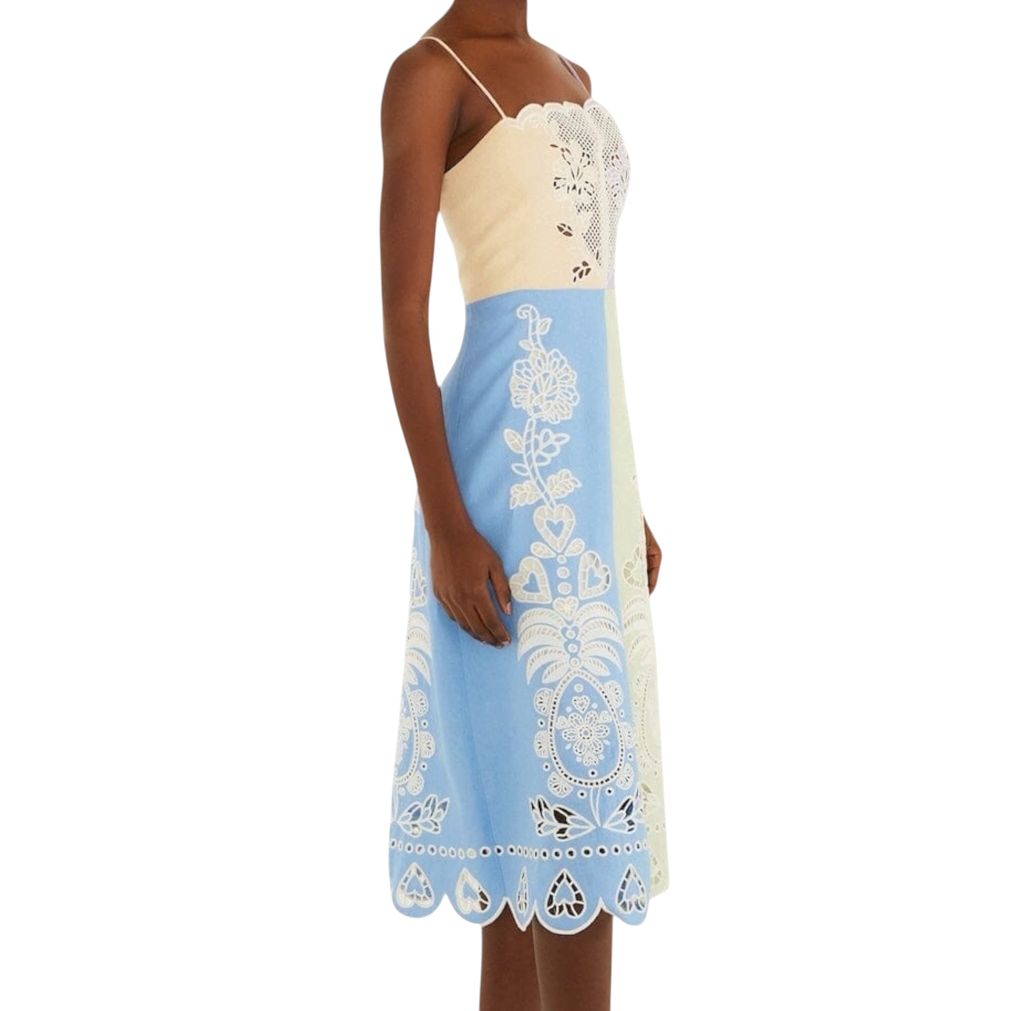 Farm Rio Multi-colored Embroidered Midi Dress