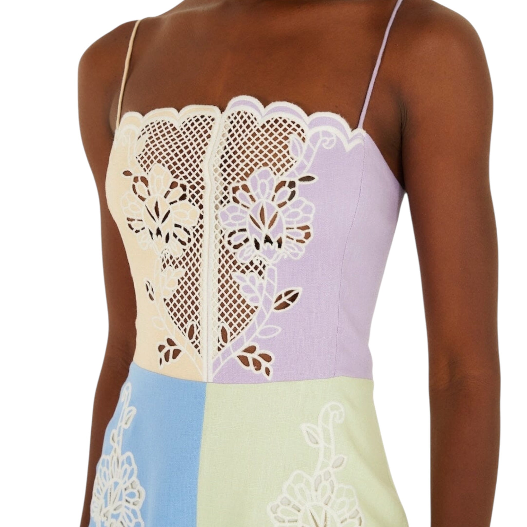 Farm Rio Multi-colored Embroidered Midi Dress