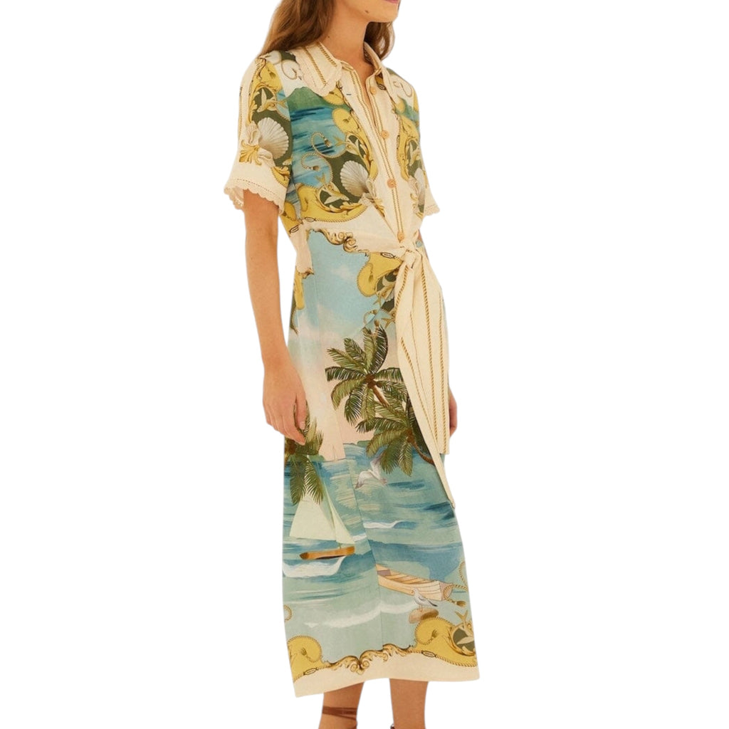 Farm Rio Off White Royal Sea Midi Dress
