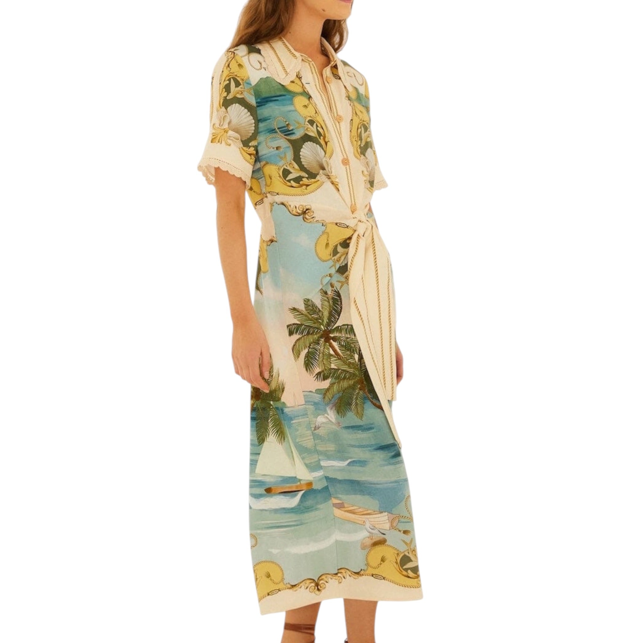 Farm Rio Off White Royal Sea Midi Dress