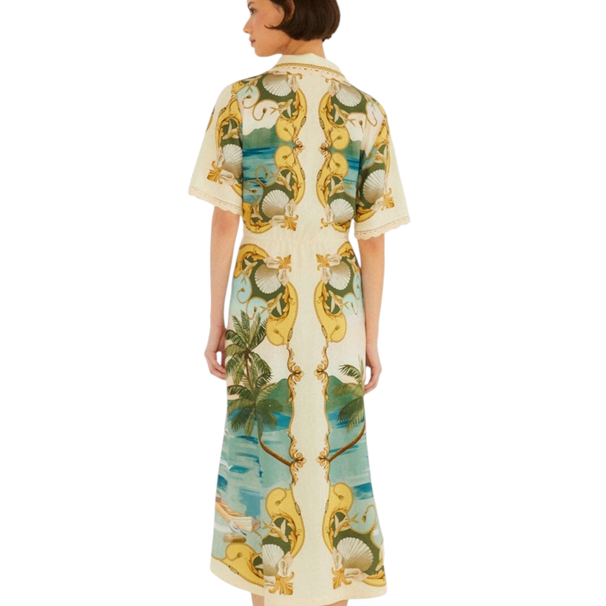Farm Rio Off White Royal Sea Midi Dress