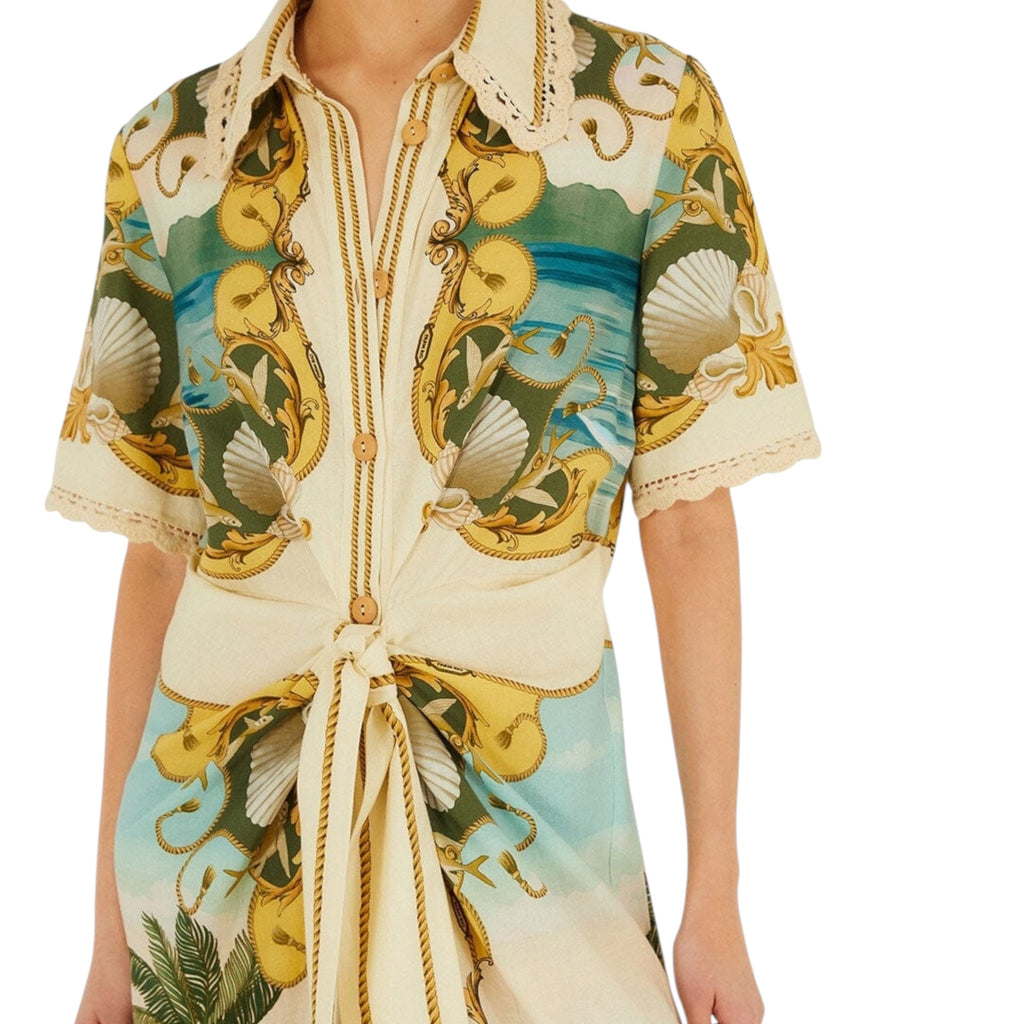 Farm Rio Off White Royal Sea Midi Dress