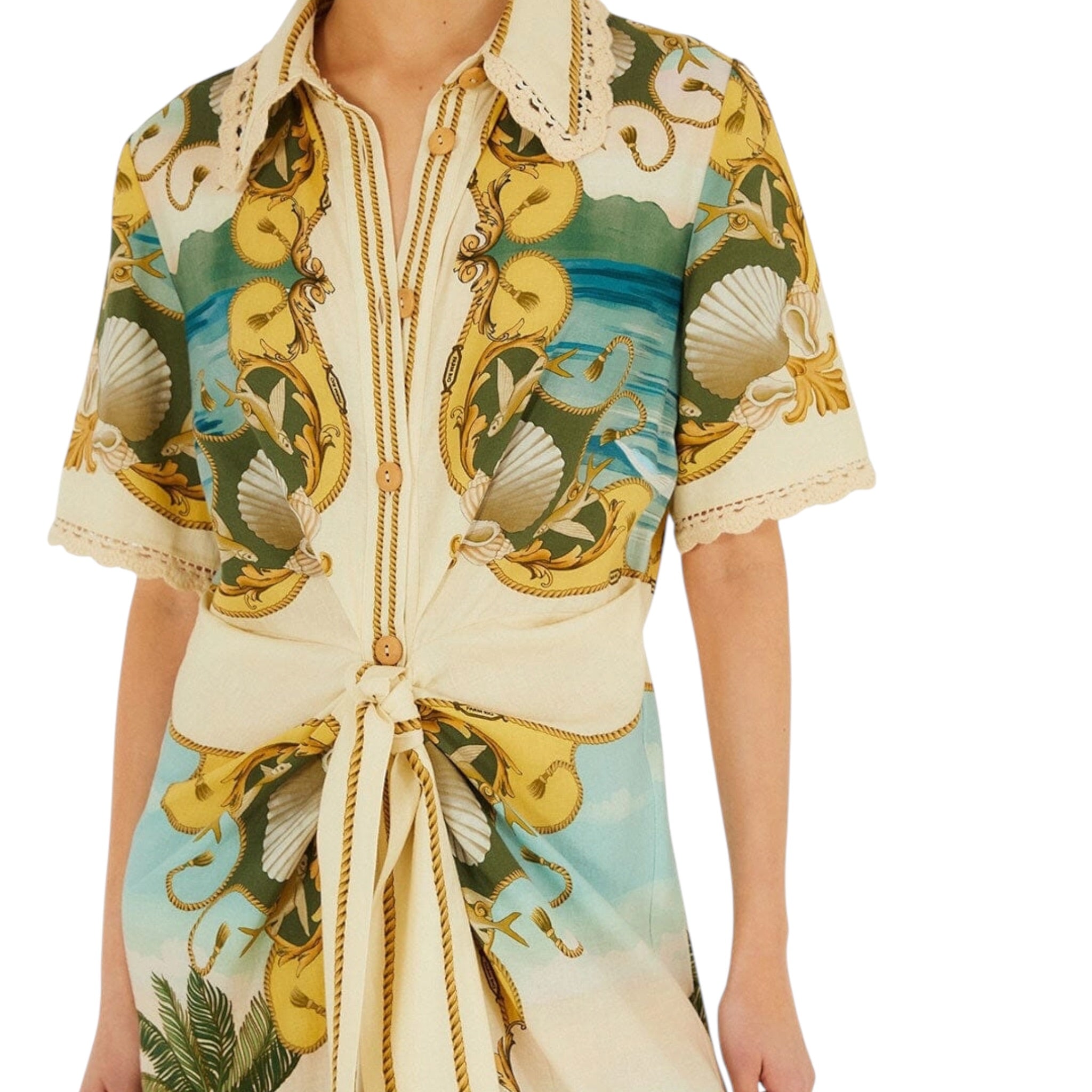 Farm Rio Off White Royal Sea Midi Dress
