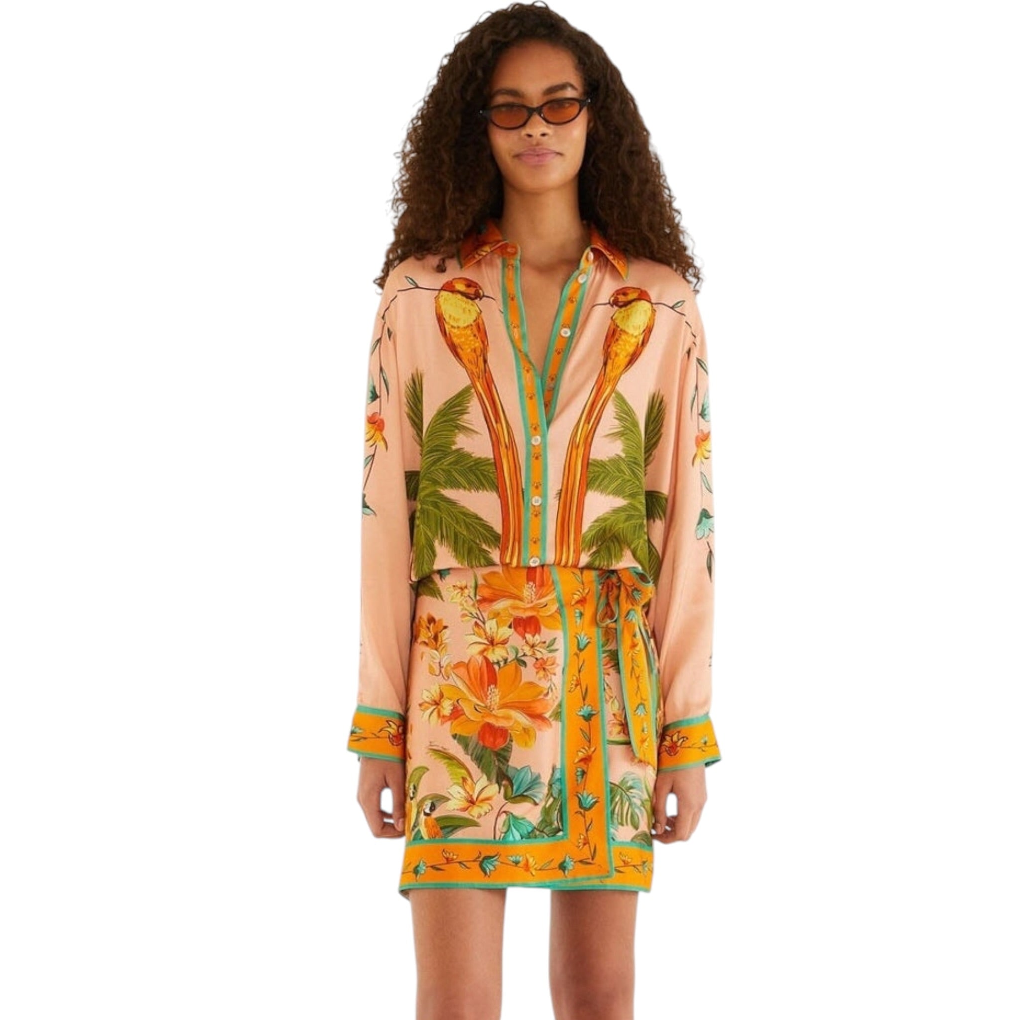 Farm Rio Multicolor Birds Mini Skirt XS