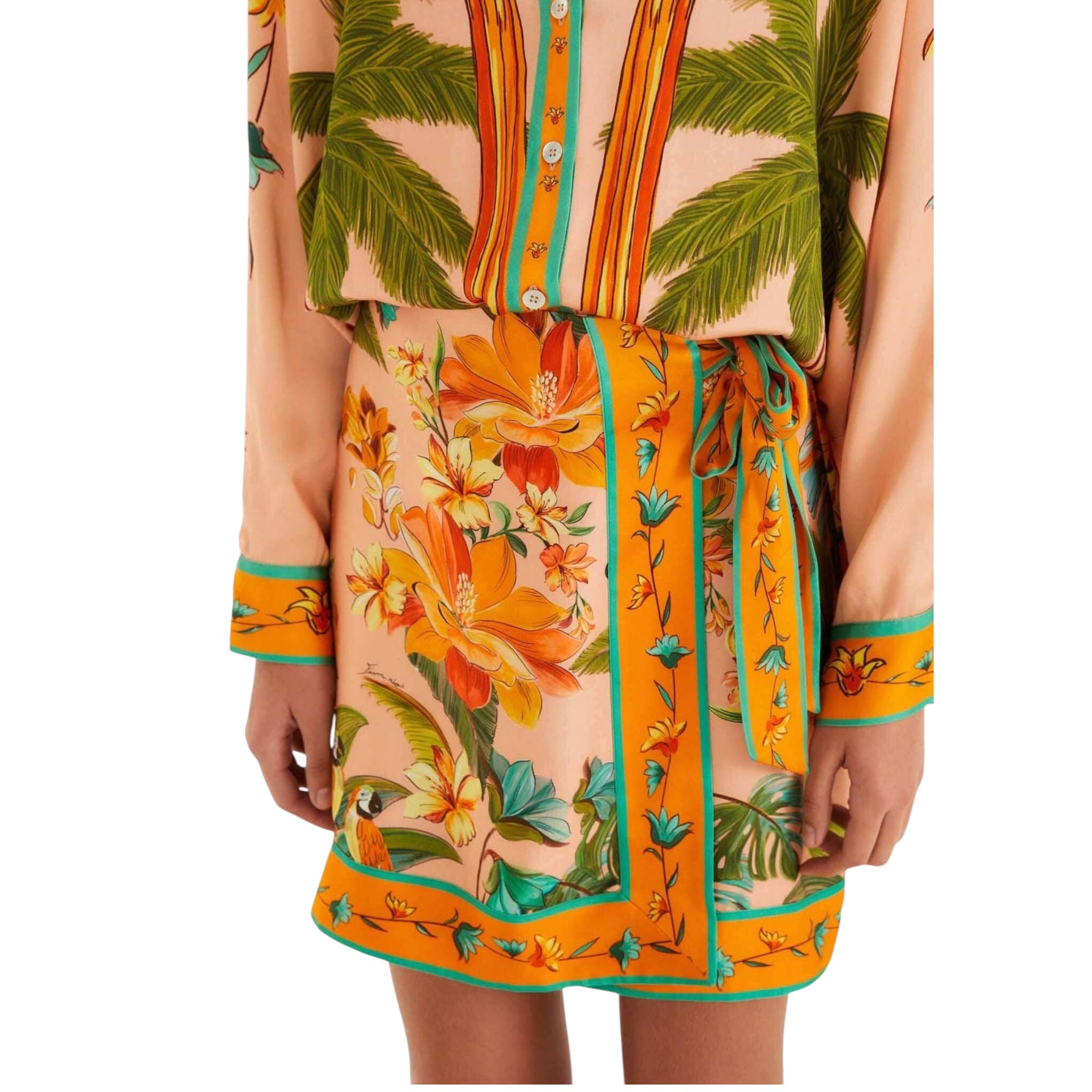 Farm Rio Multicolor Birds Mini Skirt XS