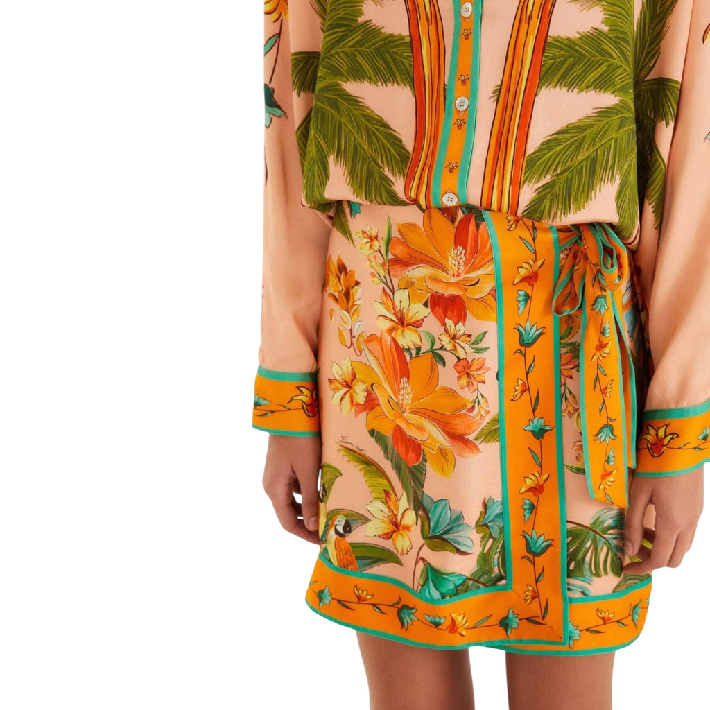 Farm Rio Multicolor Birds Mini Skirt